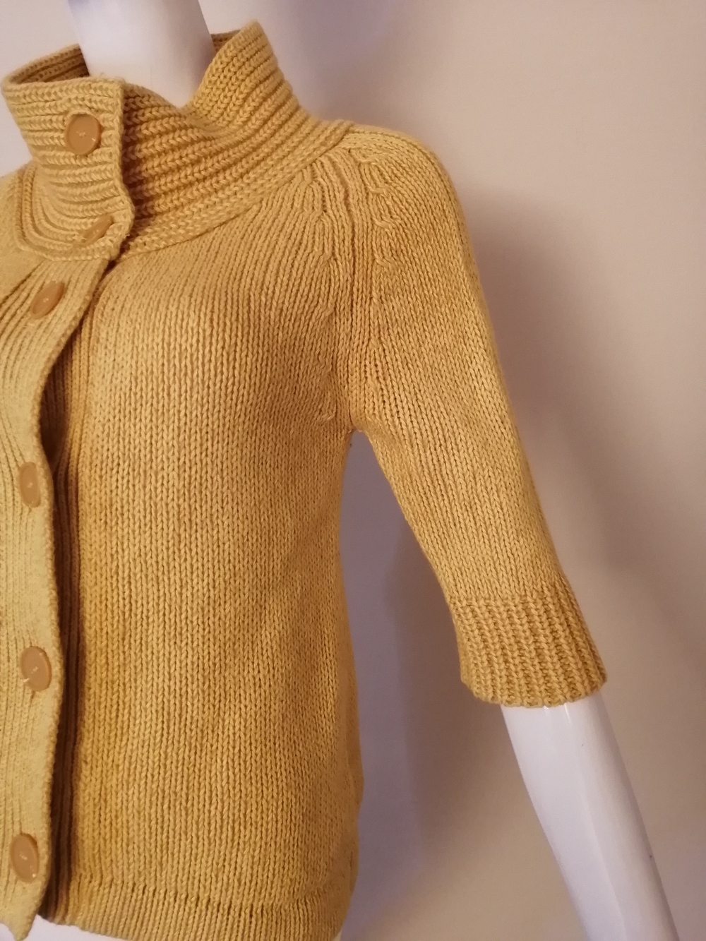 Mexx Mustard Ribbed Button-Front Short-Sleeve Cardigan - Picture 4 of 8